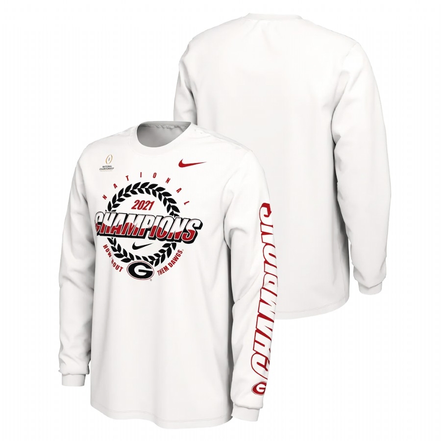 Georgia Bulldogs Men's NCAA White Champions 2021 CFP National Expression Long Sleeve College Football T-Shirt UCI3049YO